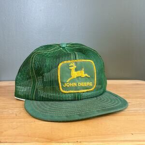 Vintage John Deere Green Yellow Full Mesh Louisville MFG 80s Snapback Hat